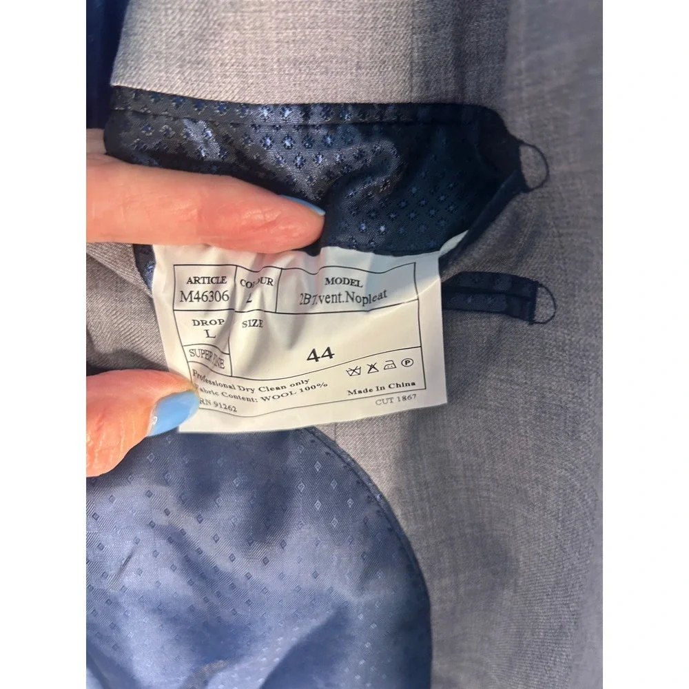 Mantoni Mens Grey 100% Virgin Wool Super Fine 2 Button Blazer Jacket Size 44 L